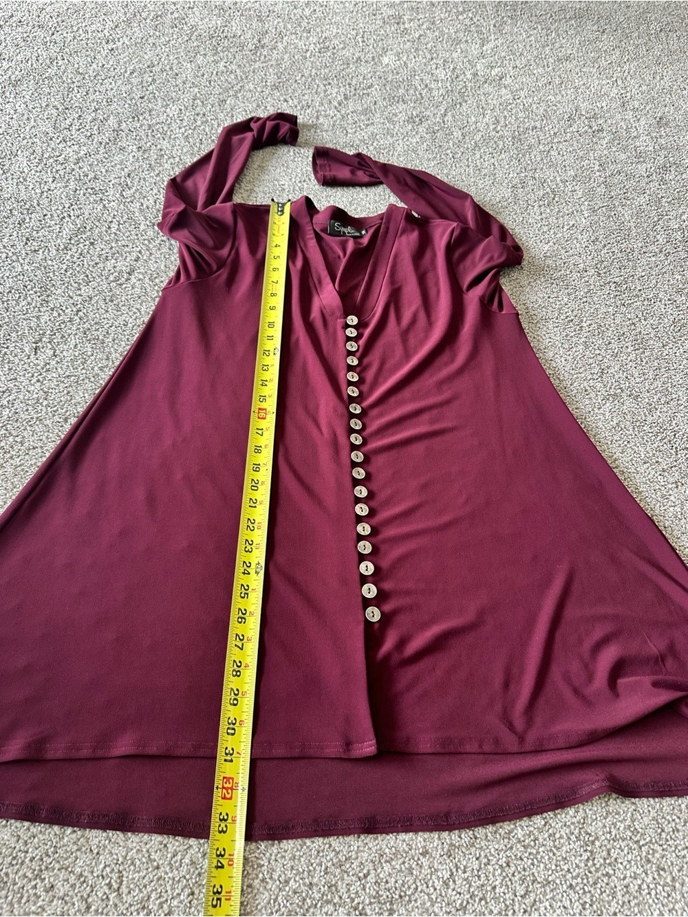 Sympli Duo Diva Tunic Top Size 16 Burgundy - Picture 7 of 8